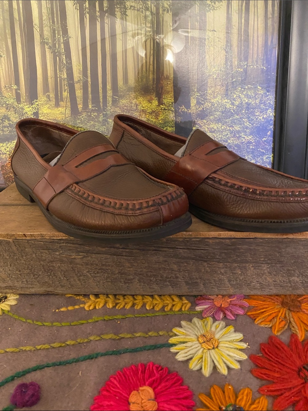 Florsheim Men's Chestnut Brown Leather Penny Loafers